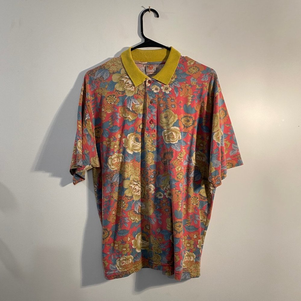 Rare Vintage Find! Stefanel Italian Summer Floral Polo Shirt. Men’s Size L.
